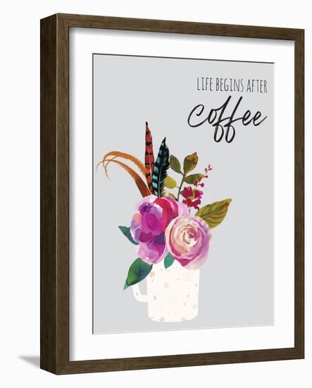 Life Begins After Coffee 1-Jennifer McCully-Framed Art Print