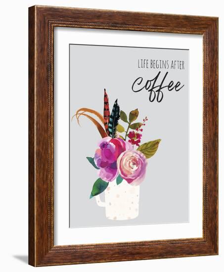 Life Begins After Coffee 1-Jennifer McCully-Framed Art Print