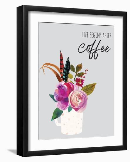 Life Begins After Coffee 1-Jennifer McCully-Framed Art Print