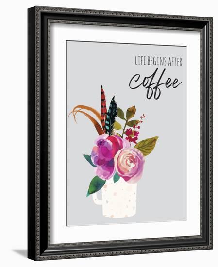 Life Begins After Coffee 1-Jennifer McCully-Framed Art Print