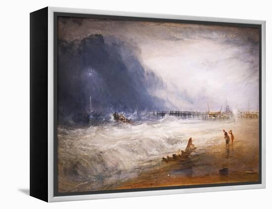 Life boat and manby apparatus going off to a stranded vessel, 19th century-Joseph Mallord William Turner-Framed Premier Image Canvas