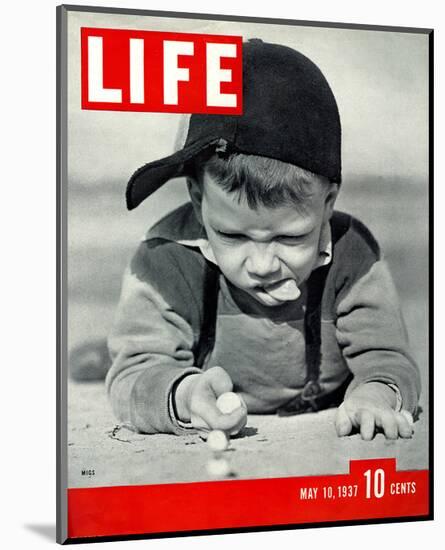 LIFE Boy playing marbles 1937-null-Mounted Premium Giclee Print