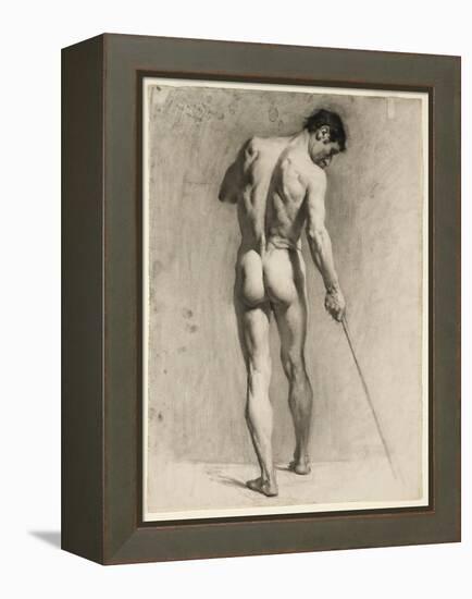Life Drawing of a Male Nude with a Cane, C.1910-12 (Chalk on Paper)-Adolphe Valette-Framed Premier Image Canvas