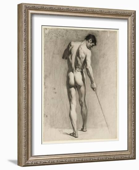 Life Drawing of a Male Nude with a Cane, C.1910-12 (Chalk on Paper)-Adolphe Valette-Framed Giclee Print