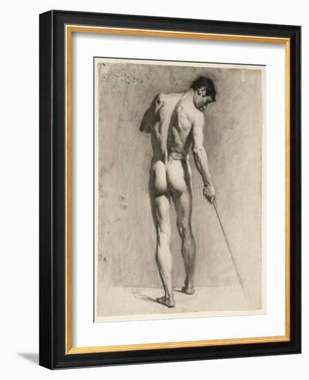 Life Drawing of a Male Nude with a Cane, C.1910-12 (Chalk on Paper)-Adolphe Valette-Framed Giclee Print