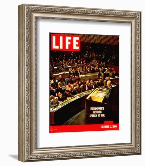 LIFE Eisenhower at U.N. 1960-null-Framed Art Print