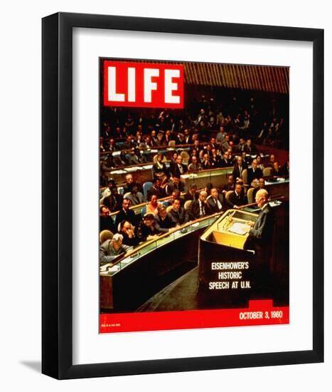 LIFE Eisenhower at U.N. 1960-null-Framed Art Print