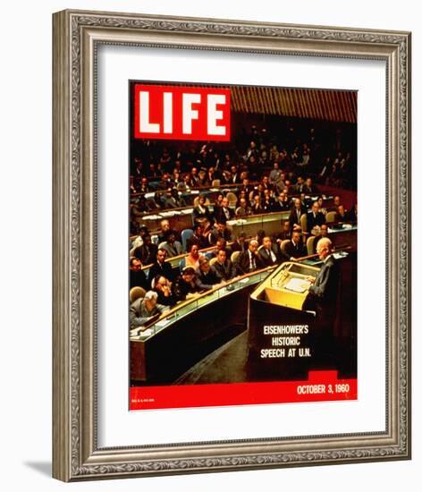 LIFE Eisenhower at U.N. 1960-null-Framed Art Print