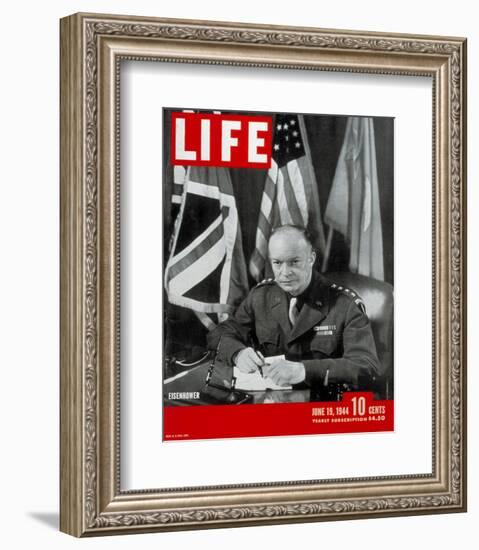 LIFE General Eisenhower 1944-null-Framed Art Print