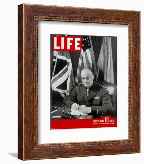 LIFE General Eisenhower 1944-null-Framed Art Print