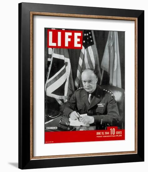 LIFE General Eisenhower 1944-null-Framed Art Print