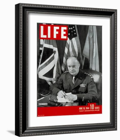 LIFE General Eisenhower 1944-null-Framed Art Print