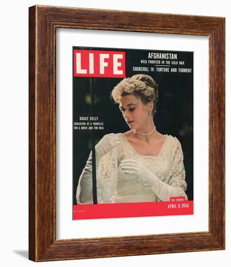 LIFE Grace Kelly wedding dress-null-Framed Art Print