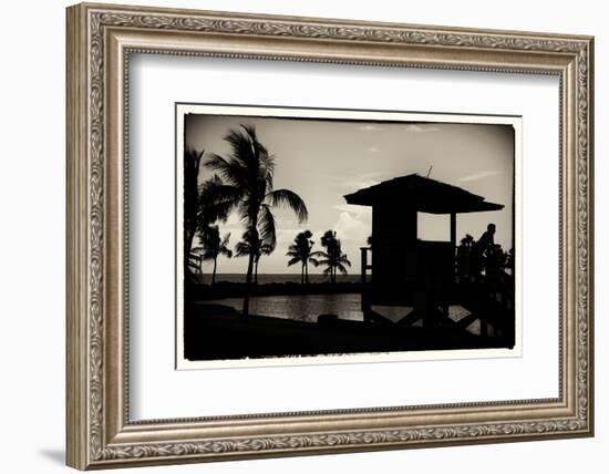 Life Guard Station at Sunset - Miami - Florida-Philippe Hugonnard-Framed Photographic Print
