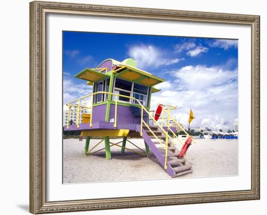 Life Guard Station, South Beach, Miami, Florida, USA-Terry Eggers-Framed Photographic Print