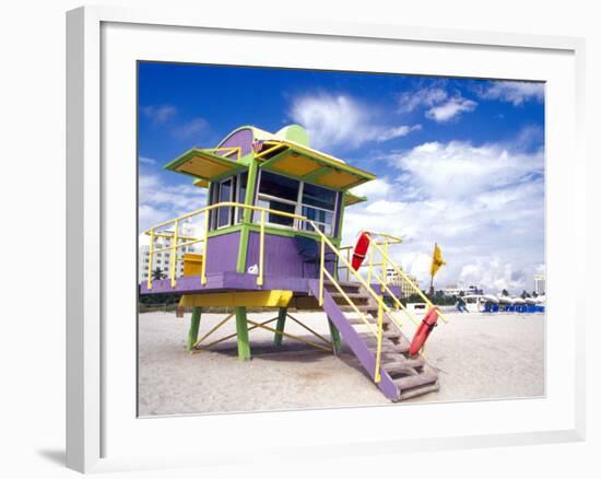 Life Guard Station, South Beach, Miami, Florida, USA-Terry Eggers-Framed Photographic Print