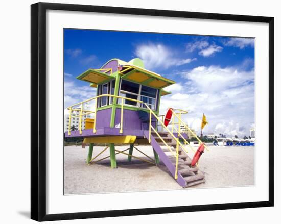 Life Guard Station, South Beach, Miami, Florida, USA-Terry Eggers-Framed Photographic Print