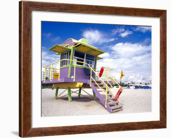 Life Guard Station, South Beach, Miami, Florida, USA-Terry Eggers-Framed Photographic Print