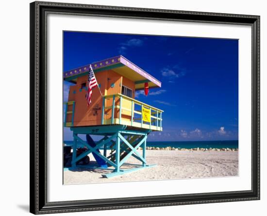 Life Guard Station, South Beach, Miami, Florida, USA-Terry Eggers-Framed Photographic Print