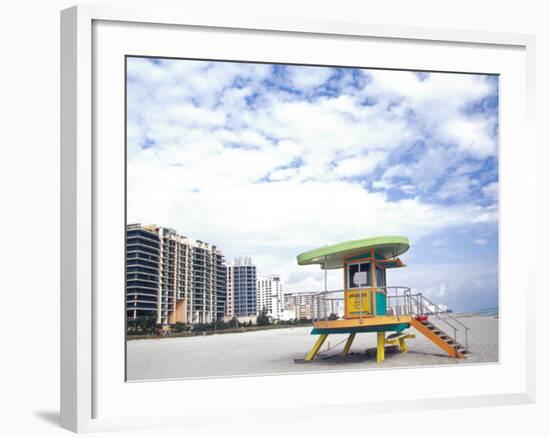 Life Guard Station, South Beach, Miami, Florida, USA-Terry Eggers-Framed Photographic Print