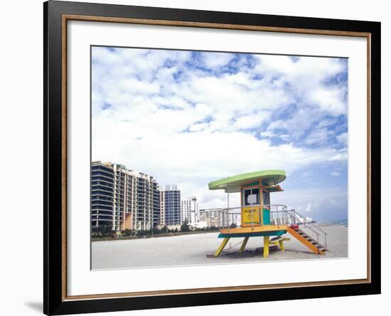 Life Guard Station, South Beach, Miami, Florida, USA-Terry Eggers-Framed Photographic Print