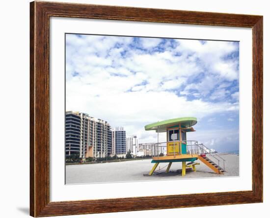 Life Guard Station, South Beach, Miami, Florida, USA-Terry Eggers-Framed Photographic Print