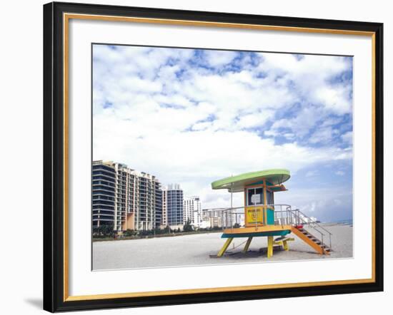 Life Guard Station, South Beach, Miami, Florida, USA-Terry Eggers-Framed Photographic Print