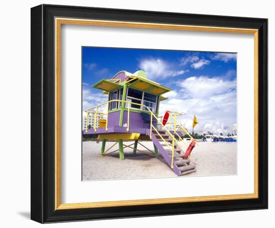 Life Guard Station, South Beach, Miami, Florida, USA-Terry Eggers-Framed Photographic Print