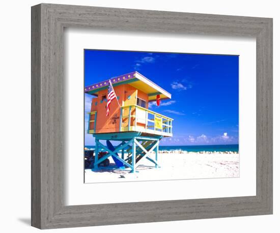 Life Guard Station, South Beach, Miami, Florida, USA-Terry Eggers-Framed Photographic Print