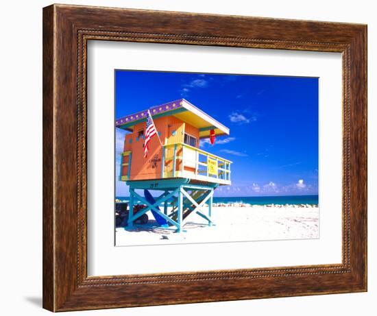 Life Guard Station, South Beach, Miami, Florida, USA-Terry Eggers-Framed Photographic Print