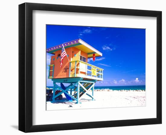 Life Guard Station, South Beach, Miami, Florida, USA-Terry Eggers-Framed Photographic Print