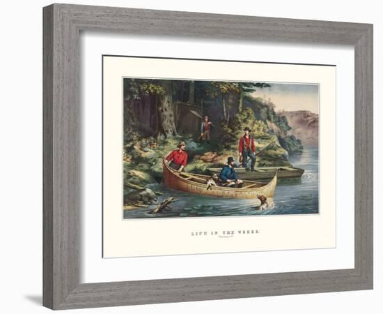 Life in the Woods-Currier & Ives-Framed Art Print