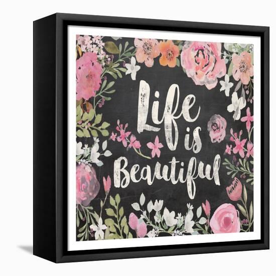 Life Is Beautiful Floral-Alicia Vidal-Framed Stretched Canvas