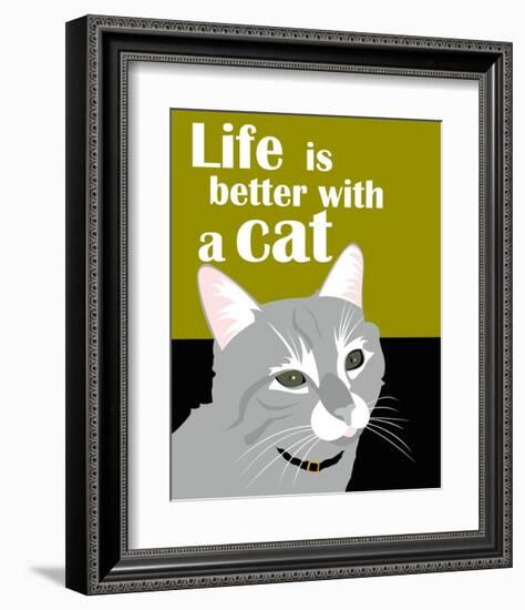 Life is Better with a Cat-Ginger Oliphant-Framed Art Print