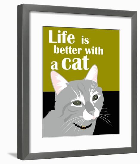 Life is Better with a Cat-Ginger Oliphant-Framed Art Print