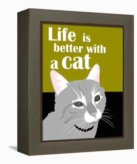 Life is Better with a Cat-Ginger Oliphant-Framed Stretched Canvas