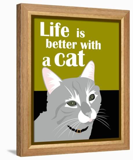 Life is Better with a Cat-Ginger Oliphant-Framed Stretched Canvas