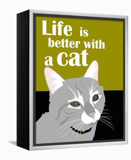 Life is Better with a Cat-Ginger Oliphant-Framed Stretched Canvas