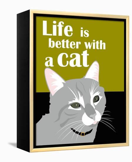 Life is Better with a Cat-Ginger Oliphant-Framed Stretched Canvas