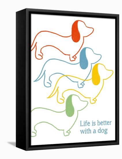 Life is Better With A Dog-Anna Quach-Framed Stretched Canvas