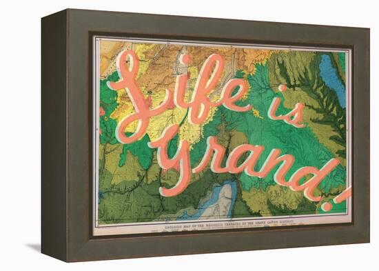 Life is Grand - 1882, Grand Canyon Map - The Mesozoic Terraces-null-Framed Premier Image Canvas