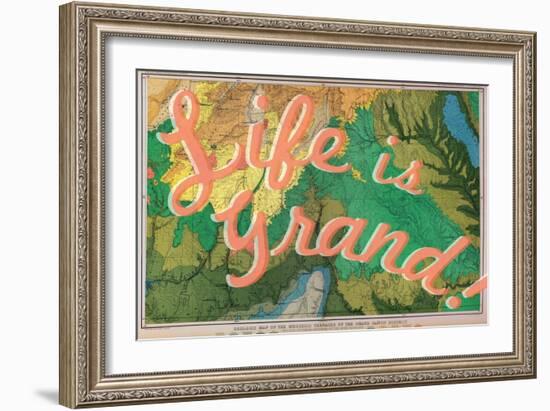 Life is Grand - 1882, Grand Canyon Map - The Mesozoic Terraces-null-Framed Premium Giclee Print