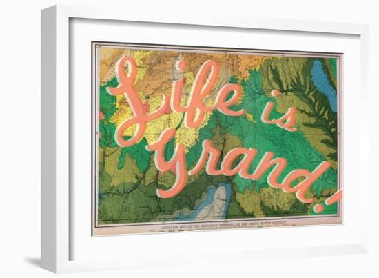 Life is Grand - 1882, Grand Canyon Map - The Mesozoic Terraces-null-Framed Premium Giclee Print