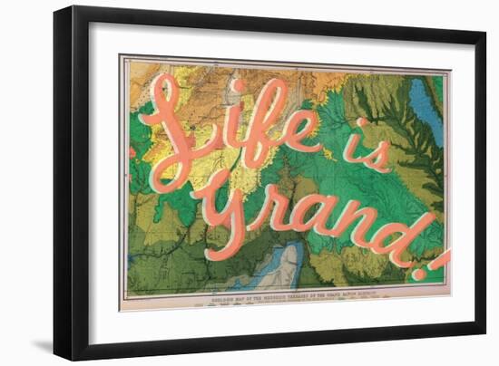 Life is Grand - 1882, Grand Canyon Map - The Mesozoic Terraces-null-Framed Giclee Print