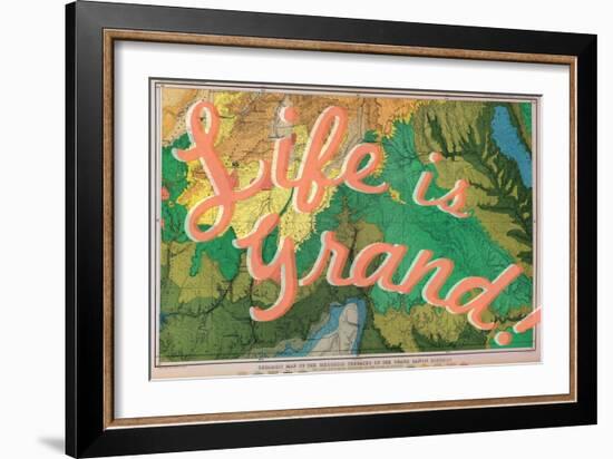 Life is Grand - 1882, Grand Canyon Map - The Mesozoic Terraces-null-Framed Giclee Print