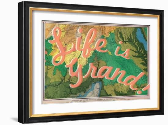 Life is Grand - 1882, Grand Canyon Map - The Mesozoic Terraces-null-Framed Giclee Print