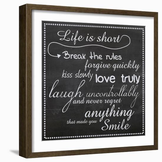 Life Is Short Chalk White-Lauren Gibbons-Framed Art Print