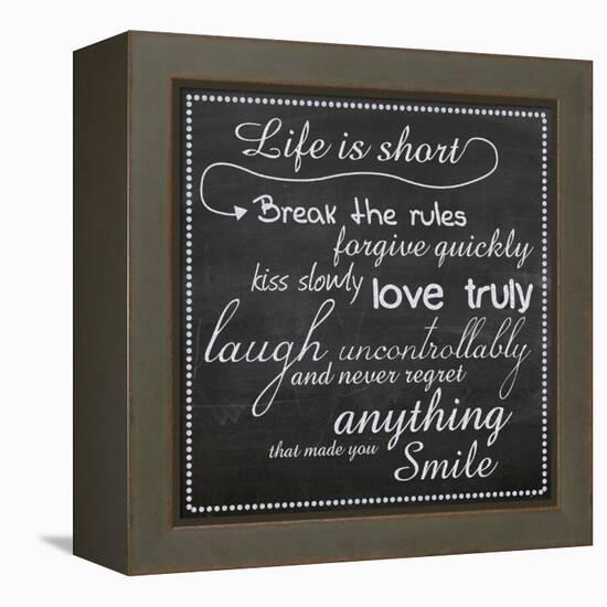 Life Is Short Chalk White-Lauren Gibbons-Framed Stretched Canvas