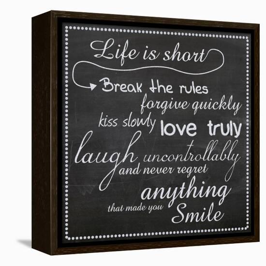 Life Is Short Chalk White-Lauren Gibbons-Framed Stretched Canvas