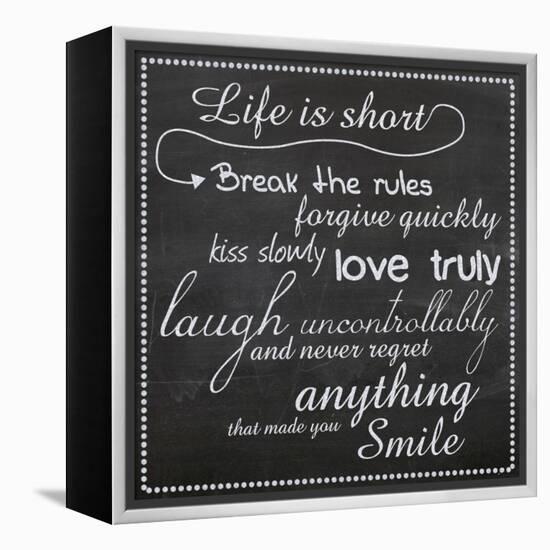 Life Is Short Chalk White-Lauren Gibbons-Framed Stretched Canvas